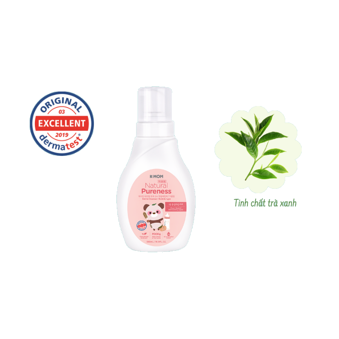 Nước rửa bình, rau quả chiết xuất từ trà xanh K-MOM Pureness 500 ml