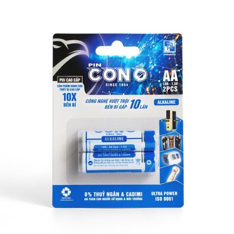  Pin Con Ó Alkaline LR6 - Size AA - Vỉ 2 viên 