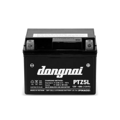  Ắc quy khô miễn bảo dưỡng Đồng Nai PTZ5L - 12V - 4Ah 