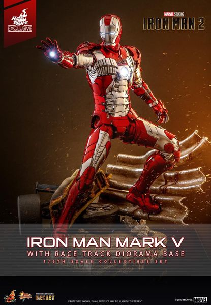 [ĐẶT TRƯỚC] HOT TOYS EXCLUSIVE - HOT TOYS MMS400D18C - IRON MAN 2 IRON MAN MARK V & RACE TRACK DIORAMA BASE