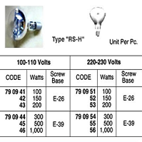 790946 - REFLECTOR LAMP, SPOT RS-H OUTDOOR USE E-39, 100-110V 1000 W
