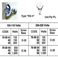 790954 - REFLECTOR LAMP, SPOT RS-H OUTDOOR USE E-39, 100-220V 300 W