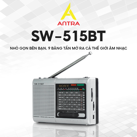  Đài Radio SW - 515BT Bắt Sóng Khỏe AM/FM/SW, Kết Nối Bluetooth, USB, Thẻ Nhớ, Tích Hợp Đèn Pin Tiện Lợi, BH 12Thg 