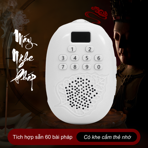  Máy Nghe Nhạc Phật  Pháp Lá Bồ  Đề - Tích Hợp Sẵn 60 Bài Tụng Kinh - Kèm Vòng Đeo Cổ, Dây Sạc 