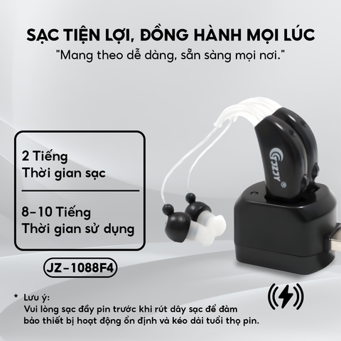  Máy Trợ Thính TJZJY 1088F4 Chất Lượng Cao Cấp, Đeo 2 Tai Cho Người Già, Âm Thanh Rõ Ràng, Không Dè BH 12 Tháng 