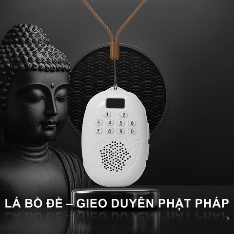  Máy Nghe Nhạc Phật  Pháp Lá Bồ  Đề - Tích Hợp Sẵn 60 Bài Tụng Kinh - Kèm Vòng Đeo Cổ, Dây Sạc 