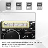  Radio FP-722S thế hệ mới nhiều chức năng, 2 ăng ten, 2 tấm pin năng lượng mặt trời 