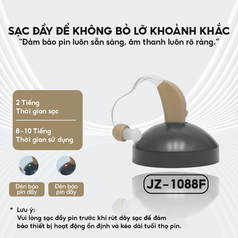  Máy Trợ Thính, Tai Nghe Trợ Thính Cao Cấp TJZJY 1088F Không Dây Sạc Điện Cho Người Già, BH 12 Tháng 
