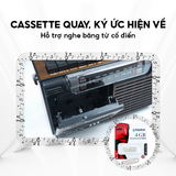  Đài Radio Cassette PX- 336BT Màu Nâu Cổ Điển, Kết Nối Bluetooth, Hỗ Trợ USB, Thẻ Nhớ, Tai Nghe, AM/FM/SW, BH 12thg 