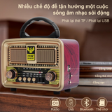  Đài Radio 8091 cổ điển chất liệu gỗ, bắt sóng khỏe, đầy đủ chức năng MP3 Bluetooth, TF, USB 