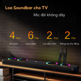  Loa SoundBar G68 Để Bàn Cho TiVi, Kèm 2 Micro Kép Chống Ồn, 10 Loa Công Suất Lớn, Kết Nối Bluetooth 5.0, BH 12 Tháng 