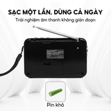  Đài Radio bắt sóng khỏe, nghe nhạc MP3,  pin khô xuất xứ INDONESIA tặng kèm USB 200 bài hát WAXIBA 521URT 