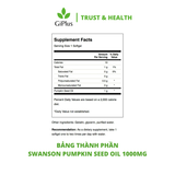  Viên Uống Swanson Pumpkin Seed Oil Bảo Vệ Tim Mạch Não Bộ Và Tuyến Tiền Liệt Khỏe Mạnh (100 Viên/Lọ) 