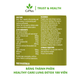  Viên Uống Healthy Care Original Lung Detox Hỗ Trợ Thanh Lọc Phổi (180 Viên/Lọ) 