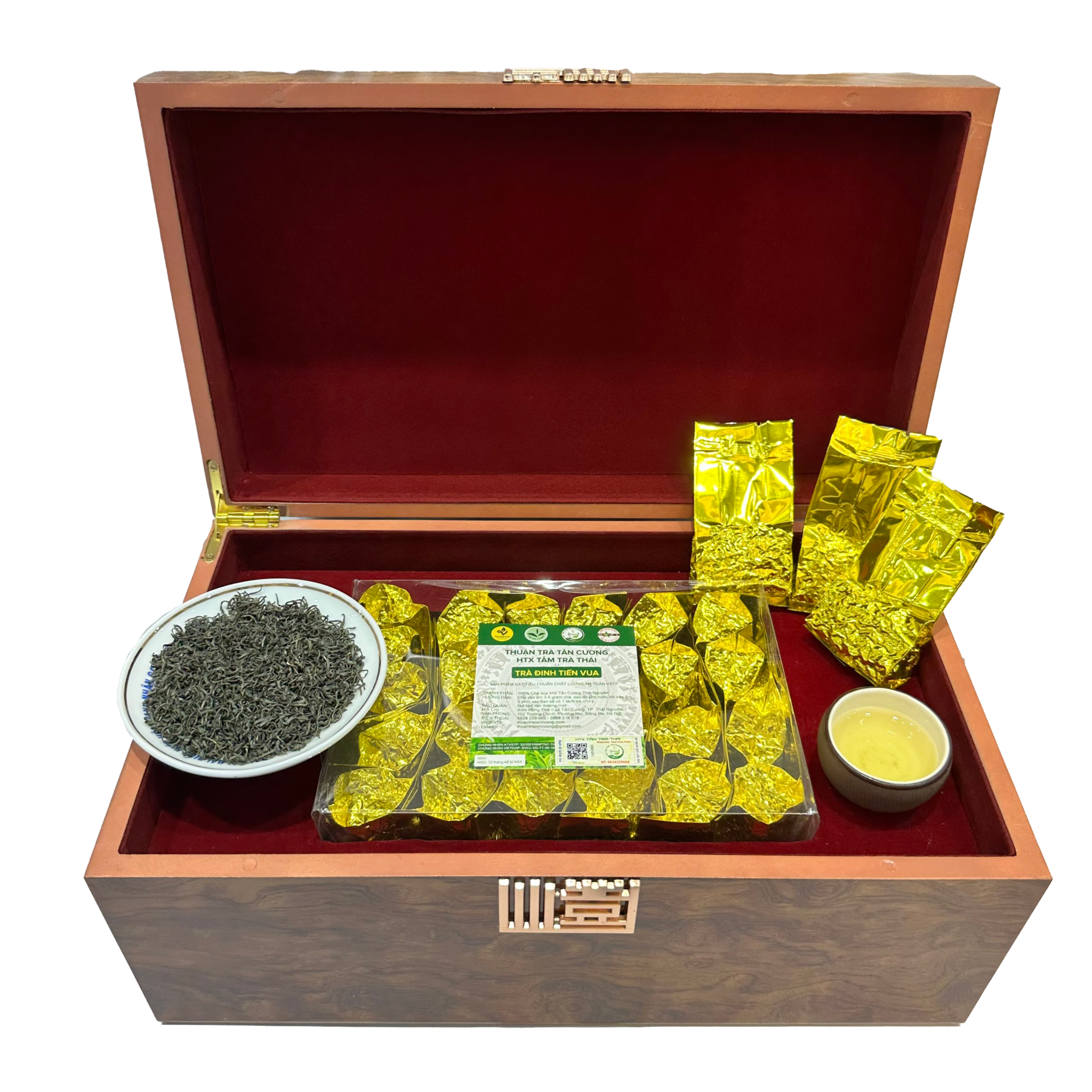  Thuận Tâm Ngự Trà - Set quà biếu vân gỗ cao cấp - Trà đinh tiến vua 500Gr 