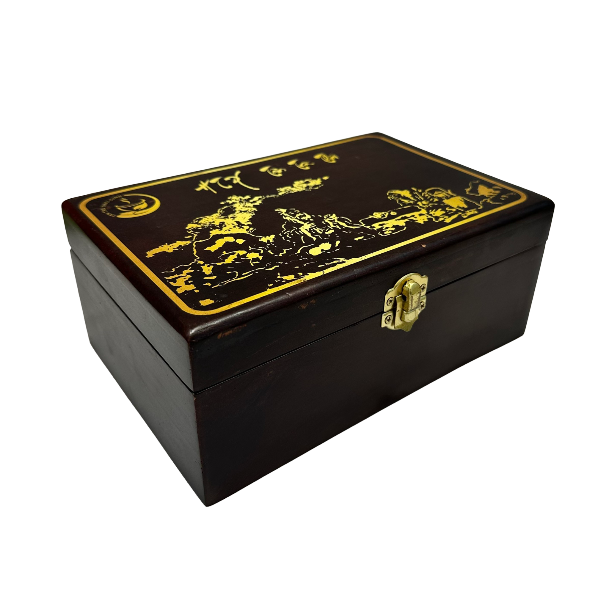  Tiến quan Mộc Trà (nâu/đen) - Set Trà hộp gỗ tiến quan 250Gr - Quà biếu cao cấp Thuận Trà Tân Cương 