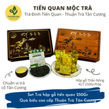 Tiến quan Mộc Trà (nâu/đen) - Set Trà hộp gỗ tiến quan 250Gr - Quà biếu cao cấp Thuận Trà Tân Cương 