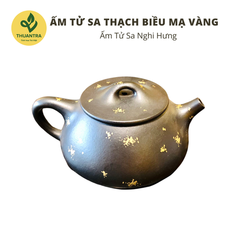  Ấm tử sa Thạch Biều Mạ Vàng 