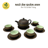  Bộ ấm trà Ngũ Ẩm Quần Anh - Ấm chén Tử Sa Bát Tràng - Hàng đặt cao cấp Thuận Trà Tân Cương 