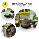  Bộ ấm trà Ngũ Ẩm Quần Anh - Ấm chén Tử Sa Bát Tràng - Hàng đặt cao cấp Thuận Trà Tân Cương 