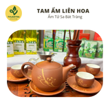  Bộ ấm trà Tam Ẩm Hoa Liên - Ấm Bát Tràng 3 chén - Hàng đặt cao cấp Thuận Trà Tân Cương 