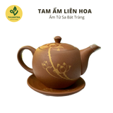  Bộ ấm trà Tam Ẩm Hoa Liên - Ấm Bát Tràng 3 chén - Hàng đặt cao cấp Thuận Trà Tân Cương 
