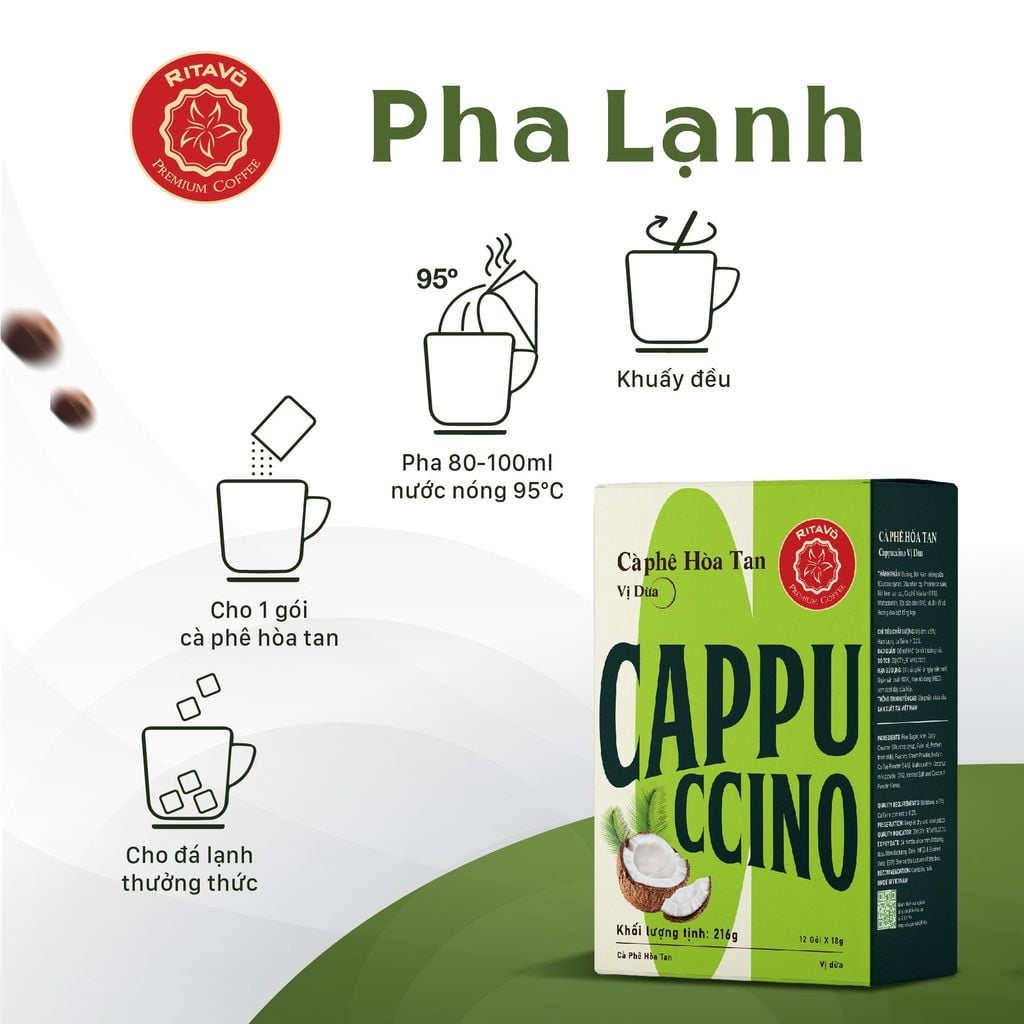 Cà phê hòa tan CAPPUCCINO COCONUT - 216g