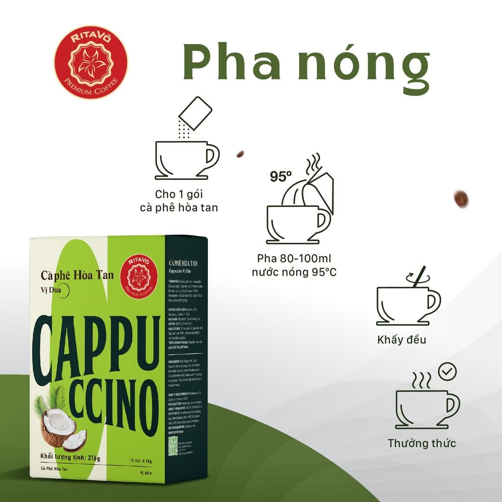 Cà phê hòa tan CAPPUCCINO COCONUT - 216g