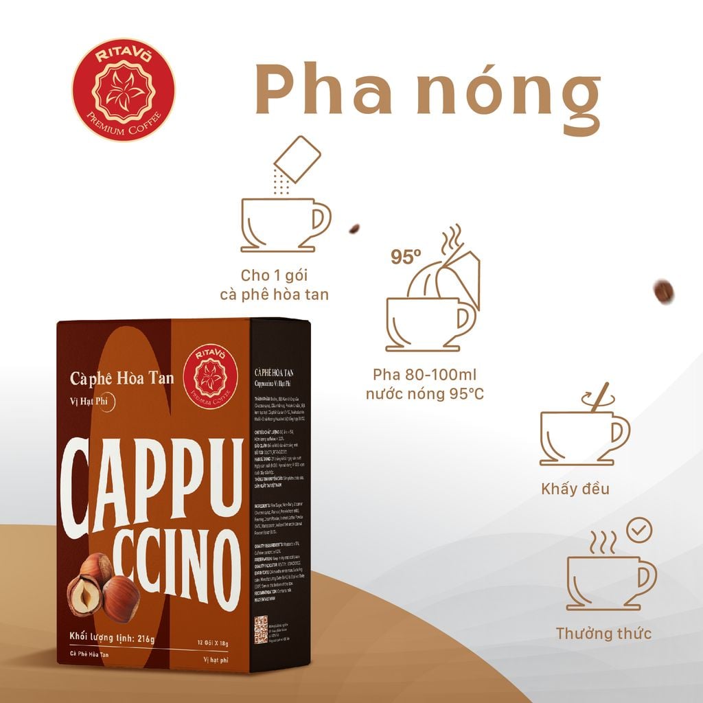 Cà phê hòa tan CAPPUCCINO HAZELNUT - 216g