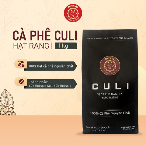Cà phê nguyên chất hạt rang CULI – 1000g