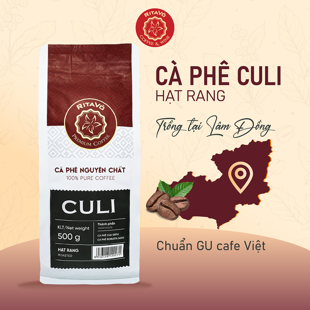 Cà phê nguyên chất hạt rang CULI – 500g