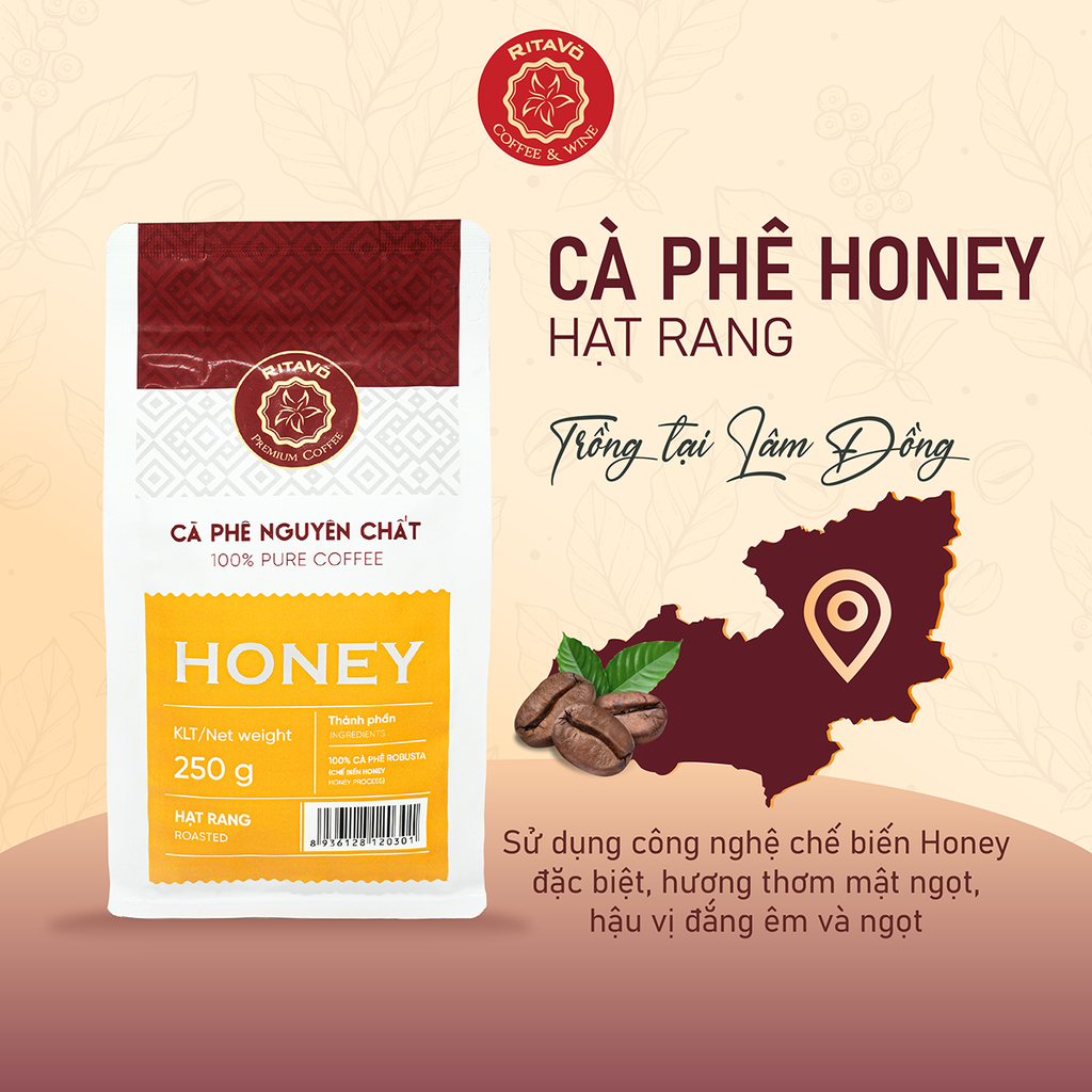 Cà phê nguyên chất hạt rang HONEY – 250g