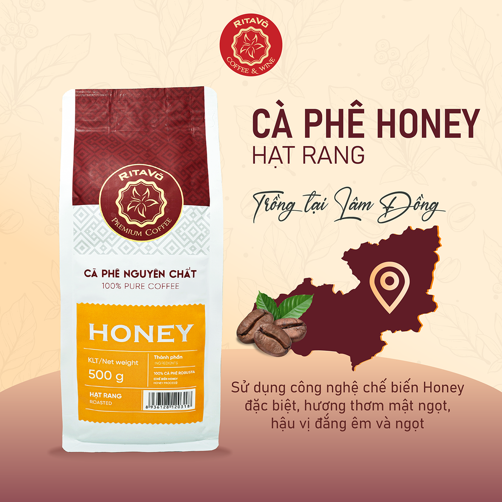 Cà phê nguyên chất hạt rang HONEY – 500g