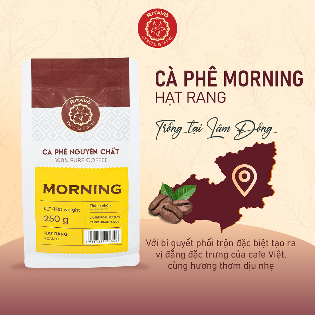 Cà phê nguyên chất hạt rang MORNING – 250g