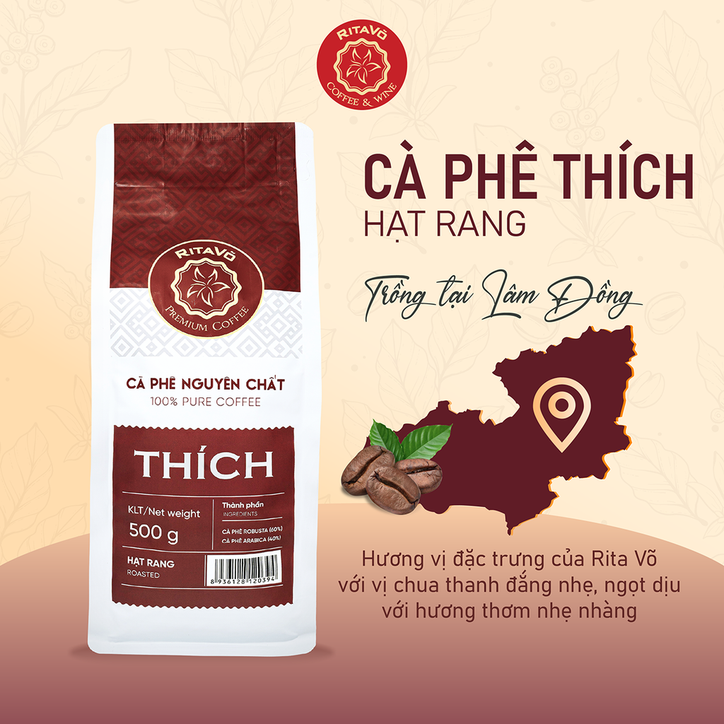 Cà phê nguyên chất hạt rang THÍCH – 500g