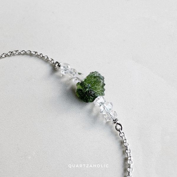  Vòng tay Line Moldavite x Herkimer Diamond 