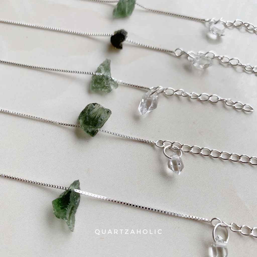 Dây Chuyền Moldavite x Herkimer Diamond