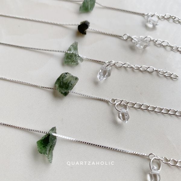  Dây Chuyền Moldavite x Herkimer Diamond 