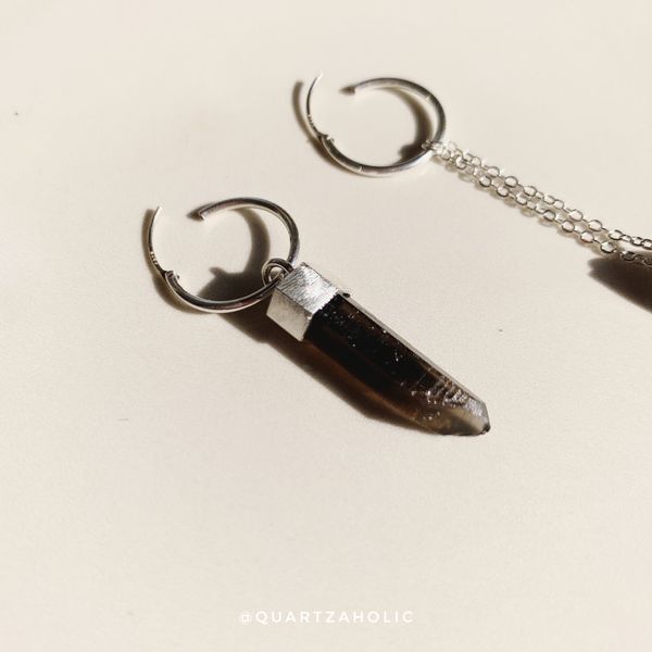  Bông Tai 2in1 Smoky Quartz 