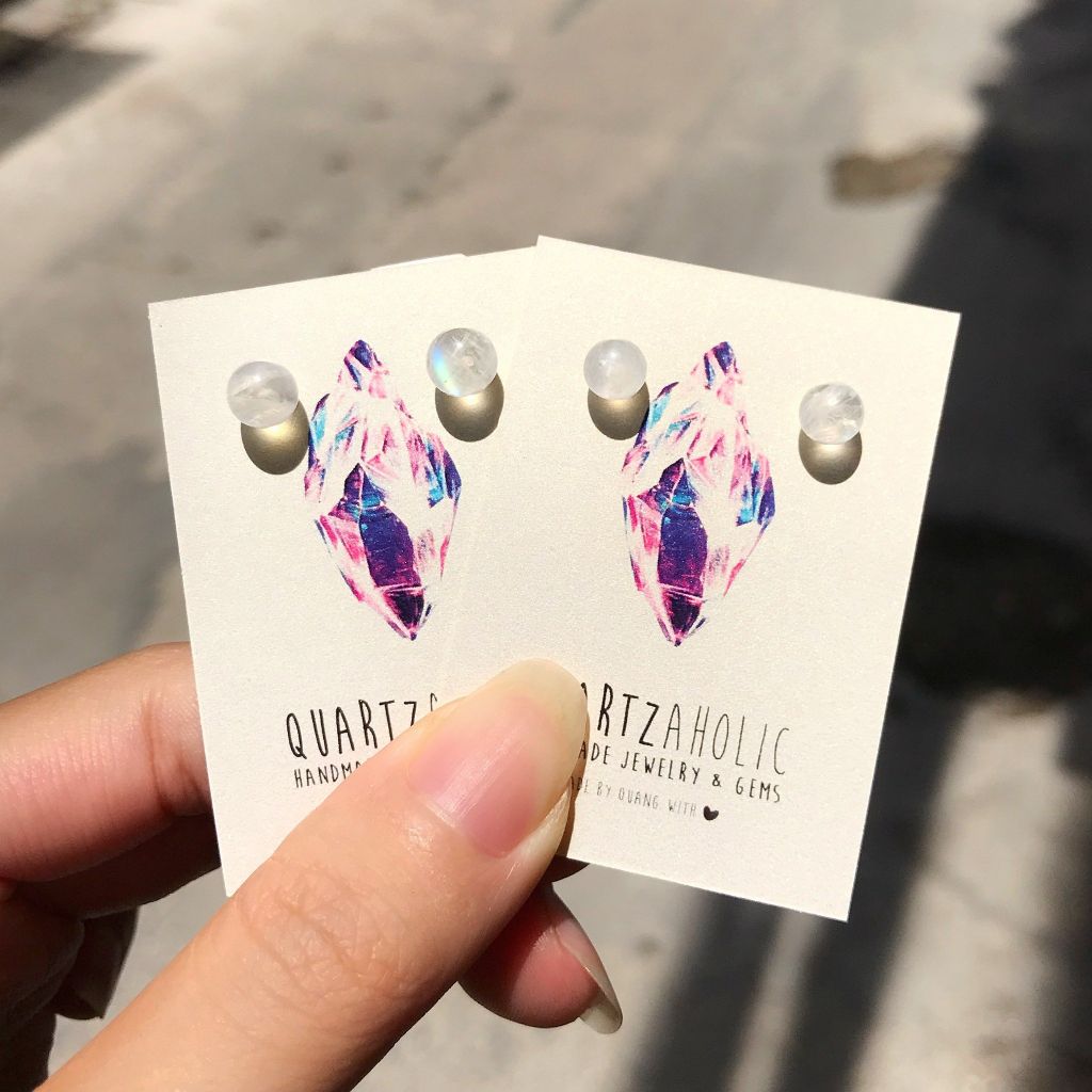 Bông Tai Moonstone Stud