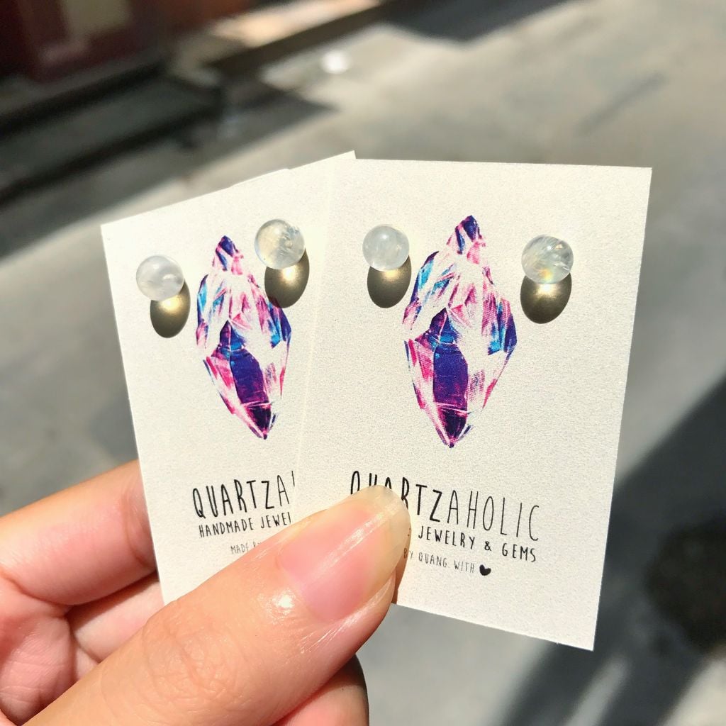 Bông Tai Moonstone Stud