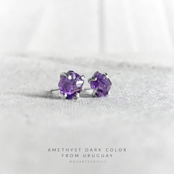  Bông tai Stud Amethyst 