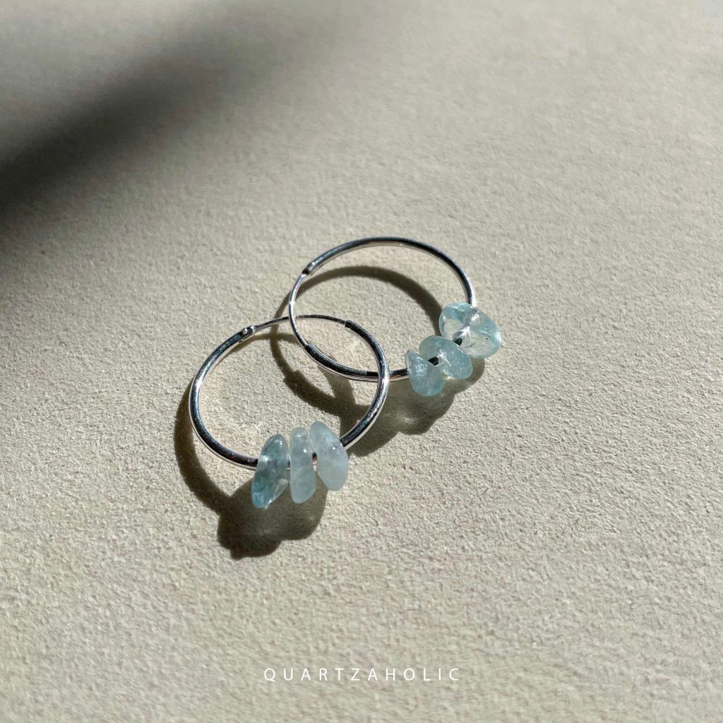 Bông Tai Hoop Aquamarine