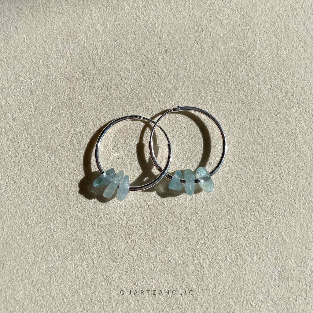 Bông Tai Hoop Aquamarine