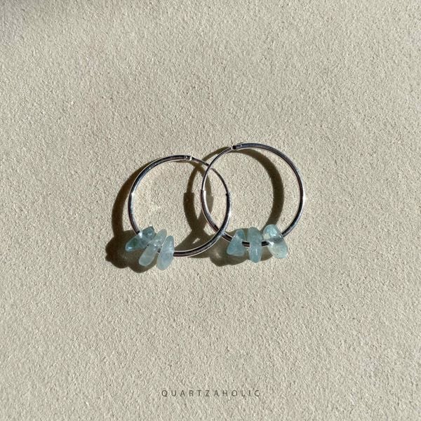  Bông Tai Hoop Aquamarine 