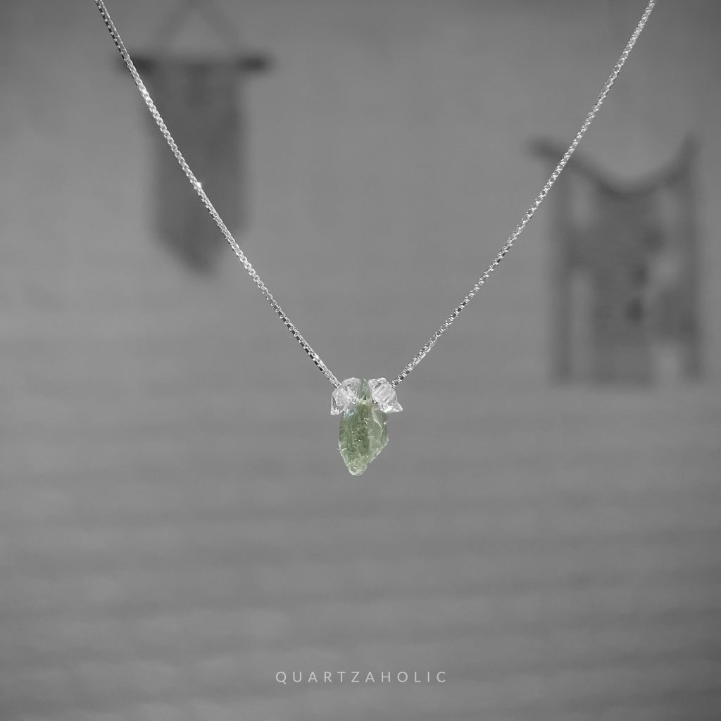 Dây Chuyền Dainty Moldavite x Herkimer Diamond