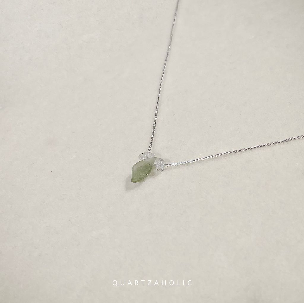Dây Chuyền Dainty Moldavite x Herkimer Diamond
