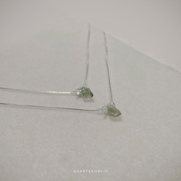  Dây Chuyền Dainty Moldavite x Herkimer Diamond 