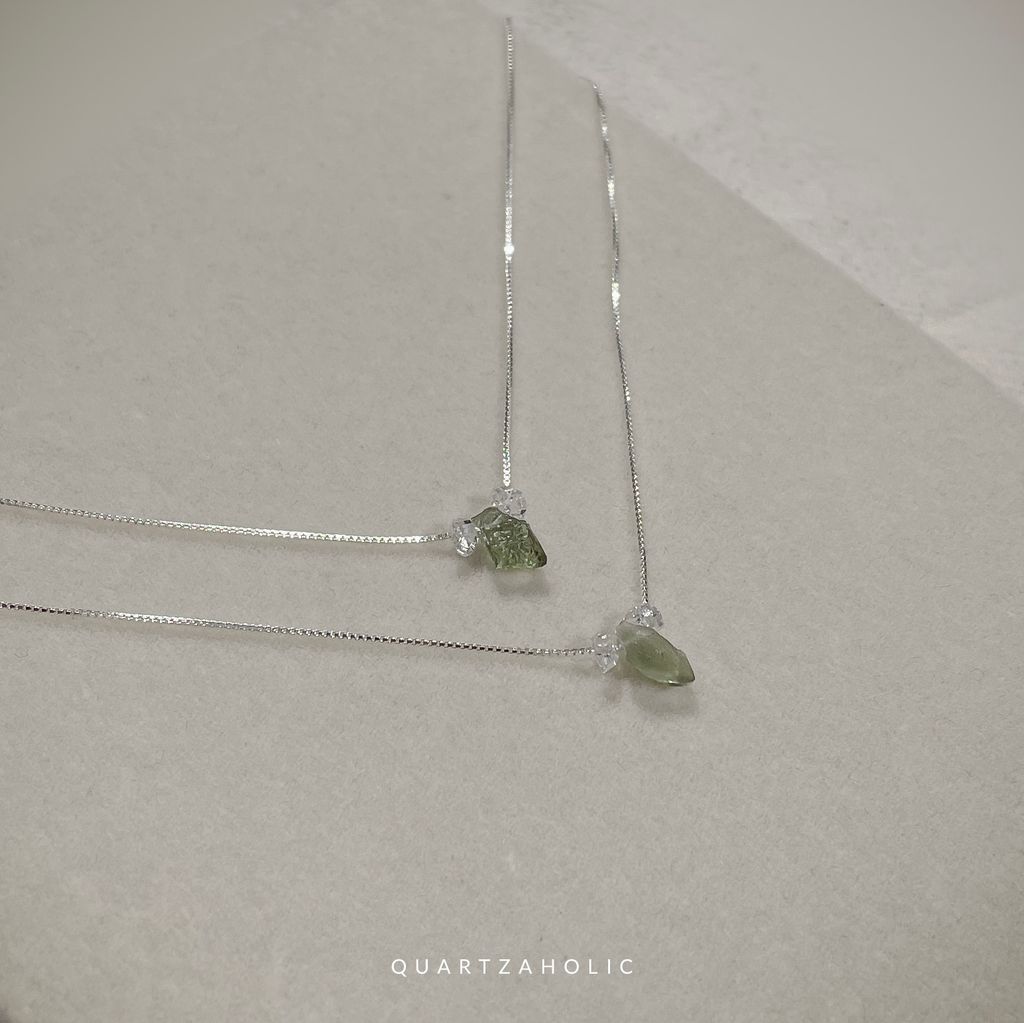 Dây Chuyền Dainty Moldavite x Herkimer Diamond