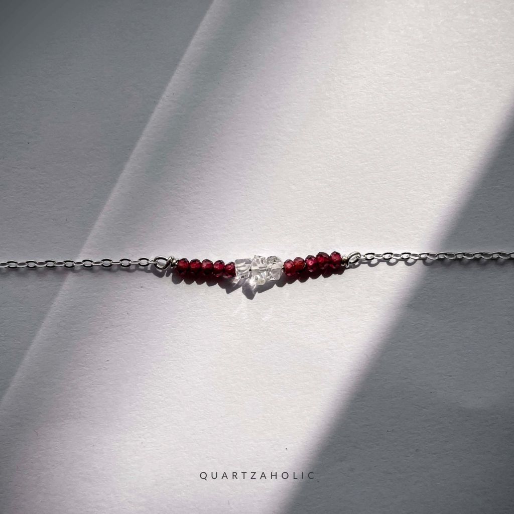 Dây Chuyền Line Garnet x Herkimer Diamond